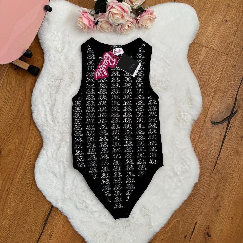 Zara Nwt Barbie Rhinestone Barbie Mattelbodysuitbyzara